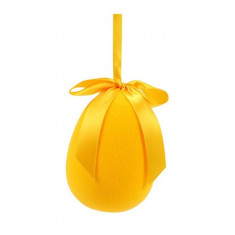 Arti Casa Πασχαλινό Διακοσμητικό Αυγό Βελουτέ Με Κορδέλα Κίτρινο 15cm