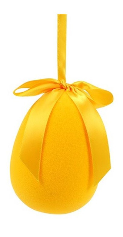 Arti Casa Πασχαλινό Διακοσμητικό Αυγό Βελουτέ Με Κορδέλα Κίτρινο 15cm