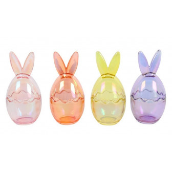 Arti Casa Πασχαλινός Διακοσμητικός Λαγός Γυάλινος Βάζο Διάφορα Χρώματα 1τμχ. 17cm