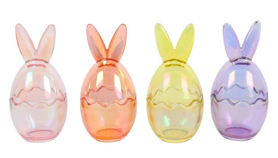 Arti Casa Πασχαλινός Διακοσμητικός Λαγός Γυάλινος Βάζο Διάφορα Χρώματα 1τμχ. 17cm