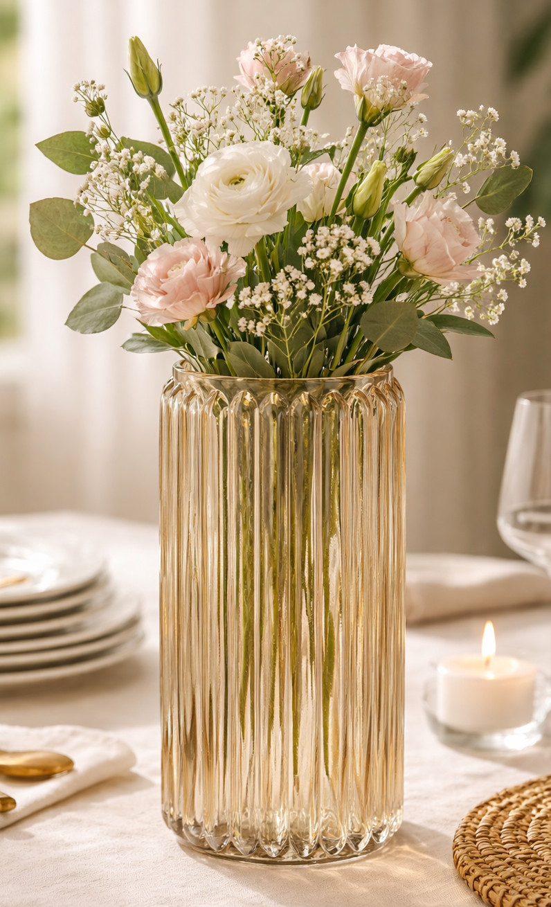 Atmosphera Διακοσμητικό Γυάλινο Βάζο Brown 26cm