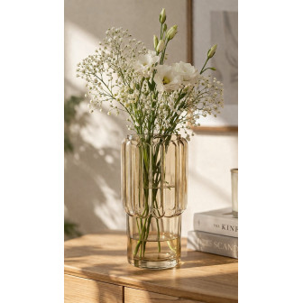 Atmosphera Διακοσμητικό Γυάλινο Βάζο Brown 26cm