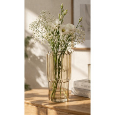 Atmosphera Διακοσμητικό Γυάλινο Βάζο Brown 26cm