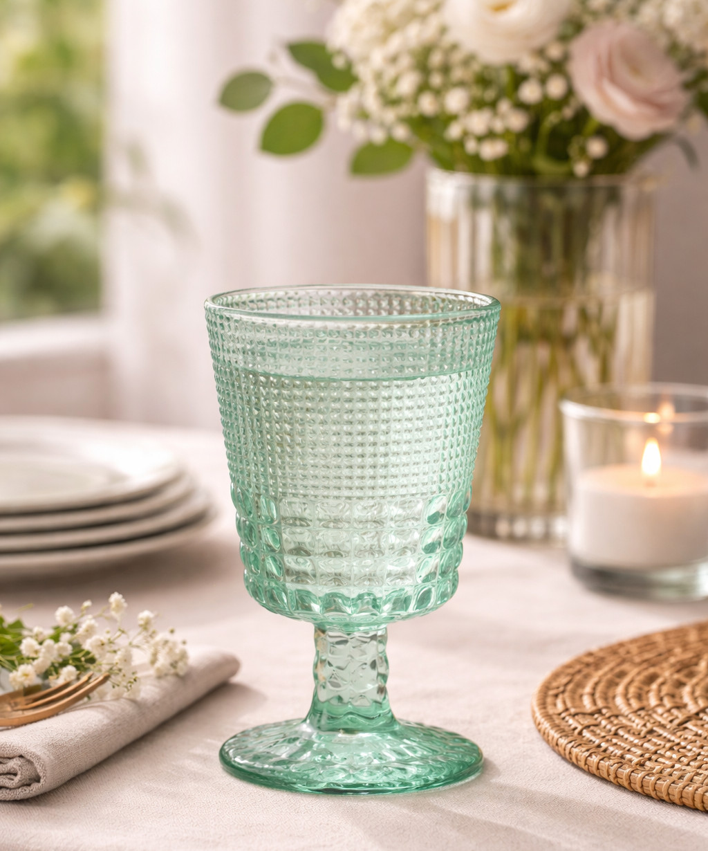 HFA Ποτήρια Κρασιού Γυάλινα Σετ 6τμχ. Με Πόδι Menta 245ml