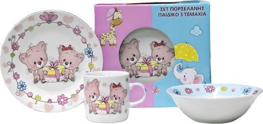 Παιδικό Σερβίτσιο Φαγητού Πορσελάνης Bear Σετ 3τμχ