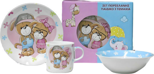 Παιδικό Σερβίτσιο Φαγητού Πορσελάνης Dog Σετ 3τμχ