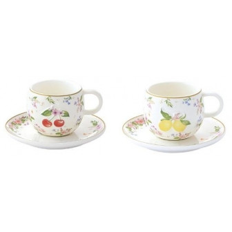 R2S Φλυτζάνια Espresso Σετ 2Τμχ. Πορσελάνης Fancy Fruit Lemon - Cherry