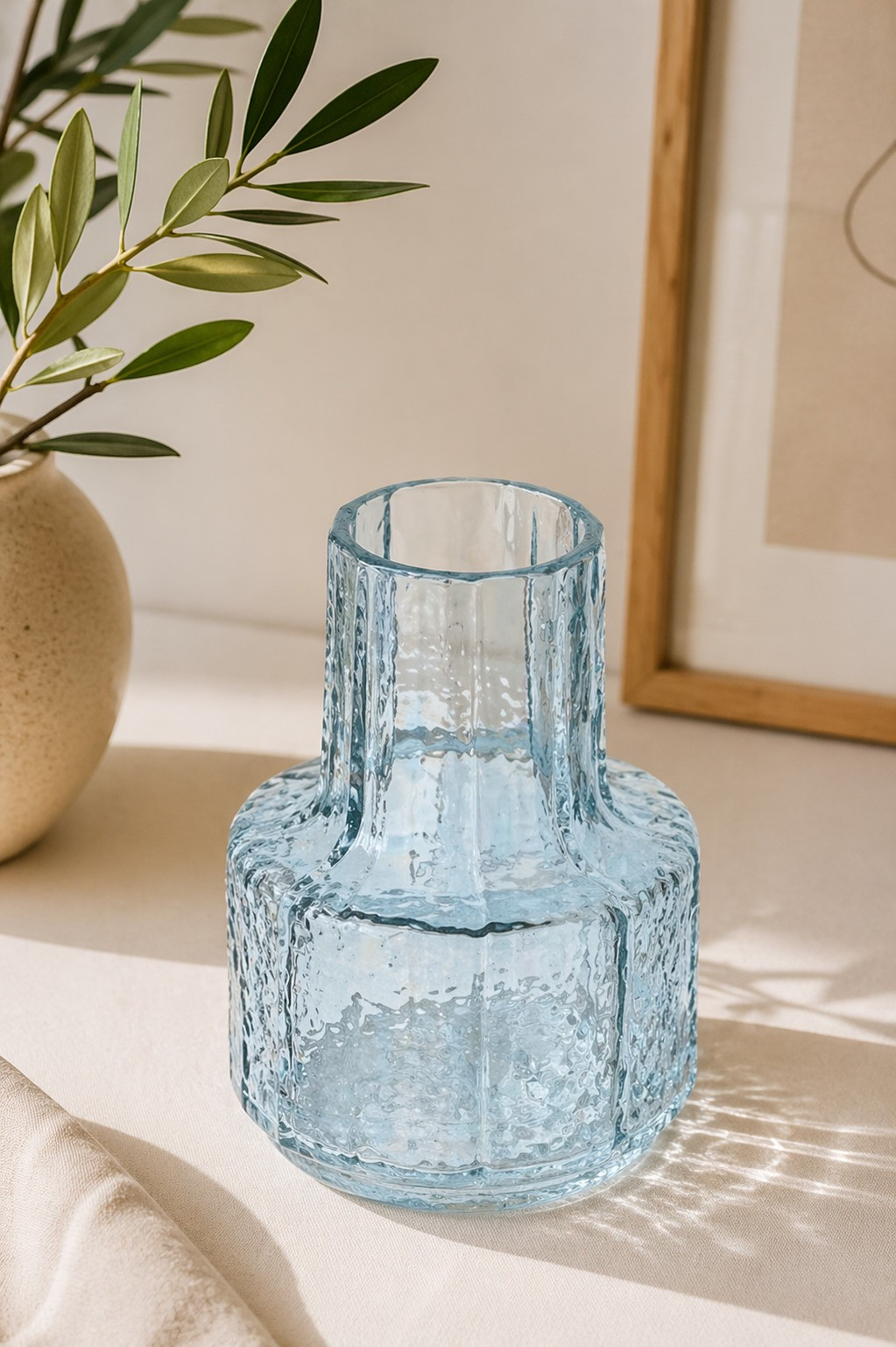 Countryfield Διακοσμητικό Γυάλινο Βάζο Για Λουλούδια Light Blue 11cm