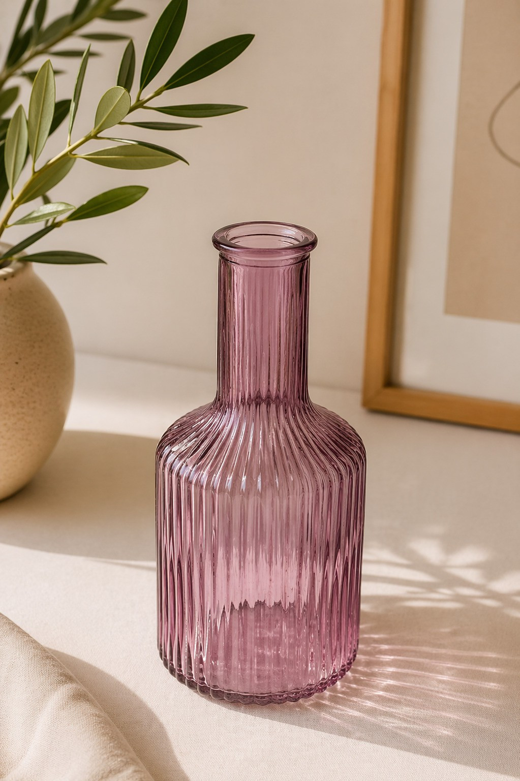 Arti Casa Διακοσμητικό Βάζο Γυάλινο Μωβ Stripe 20cm