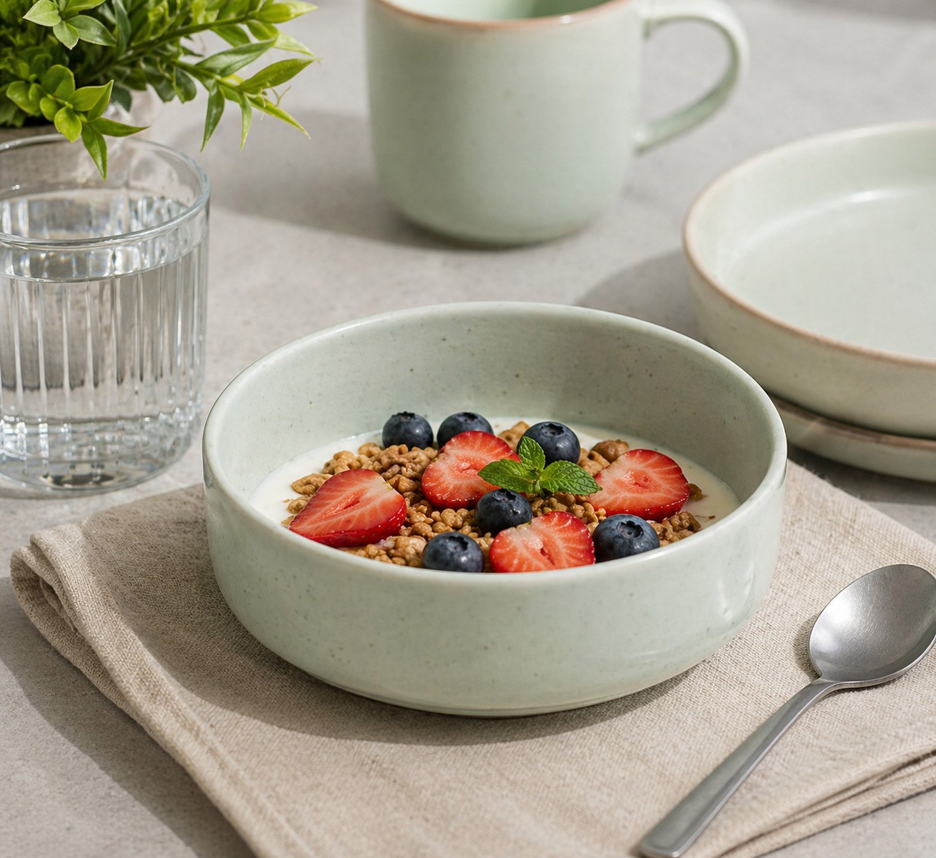 RINART PORCELAIN Rinart Porcelain Πιάτο Βαθύ - Μπολ Πορσελάνης New Bone Flakes Menta 17cm