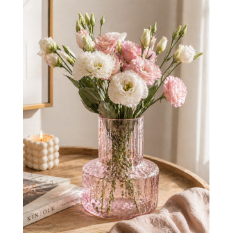 Countryfield Διακοσμητικό Γυάλινο Βάζο Για Λουλούδια Pink 19cm