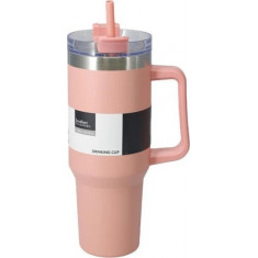 Excellent Houseware Θερμός Ποτήρι Ανοξείδωτο Με Καλαμάκι Pink 1200ml