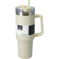 Excellent Houseware Θερμός Ποτήρι Ανοξείδωτο Με Καλαμάκι Beige 1200ml