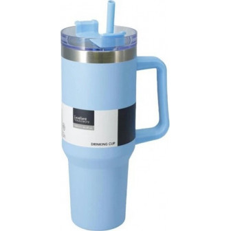 Excellent Houseware Θερμός Ποτήρι Ανοξείδωτο Με Καλαμάκι Blue 1200ml