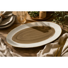 HFA Πιατέλα Οβάλ New Bone China Country Brown 40cm