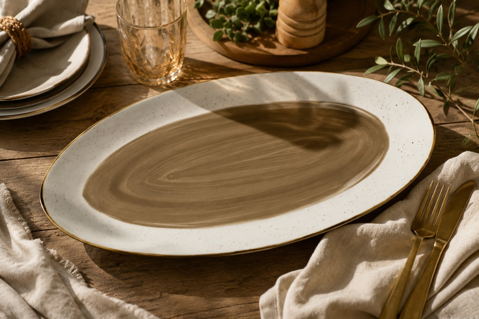 HFA Πιατέλα Οβάλ New Bone China Country Brown 40cm