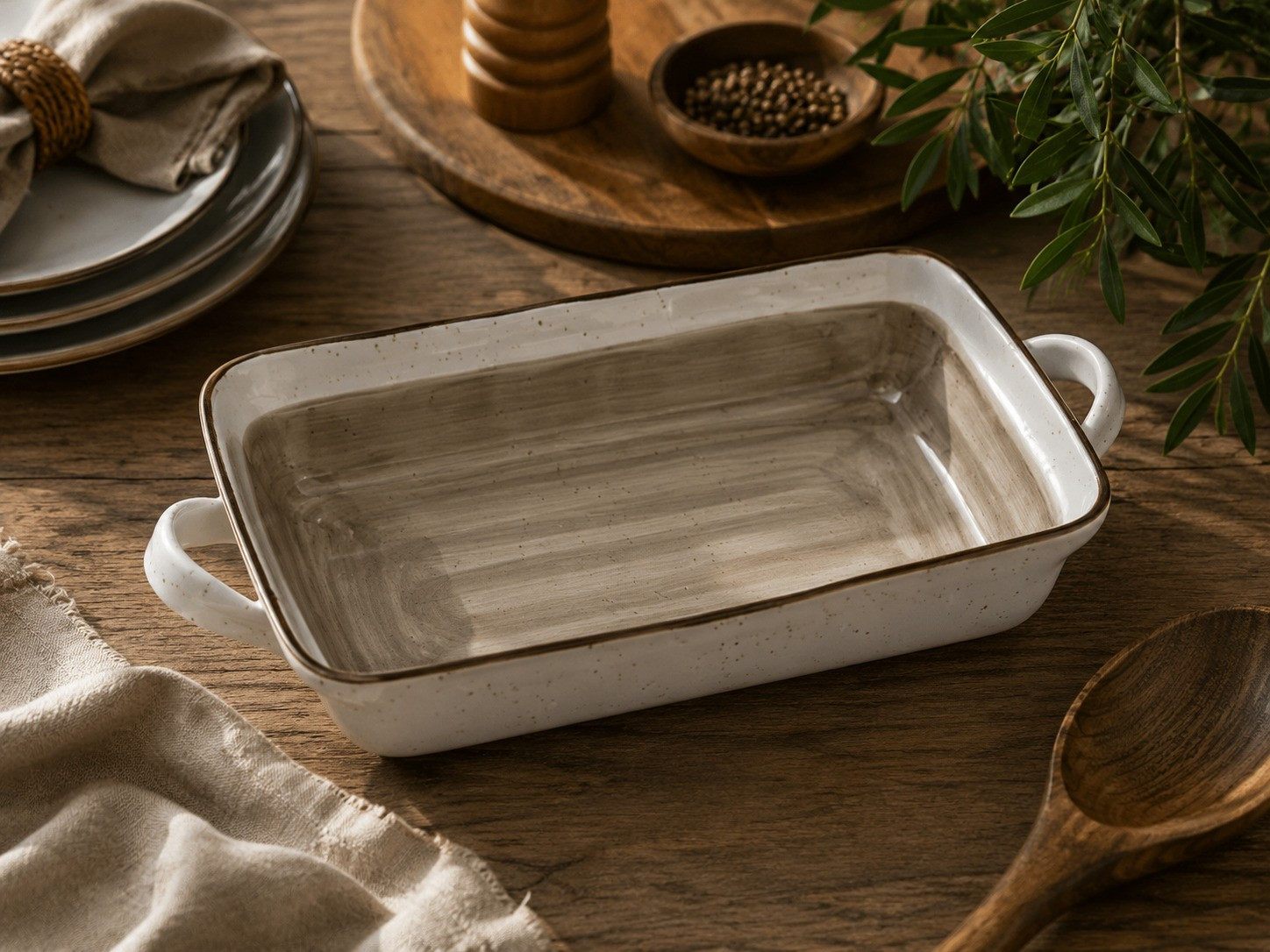 HFA Ταψί Πυρίμαχο Ορθογώνιο New Bone China Country Brow