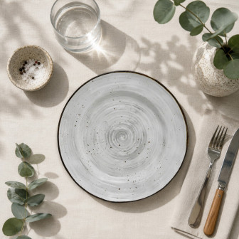 Πιατέλα Στρογγυλή 30cm New Bone China Country Grey