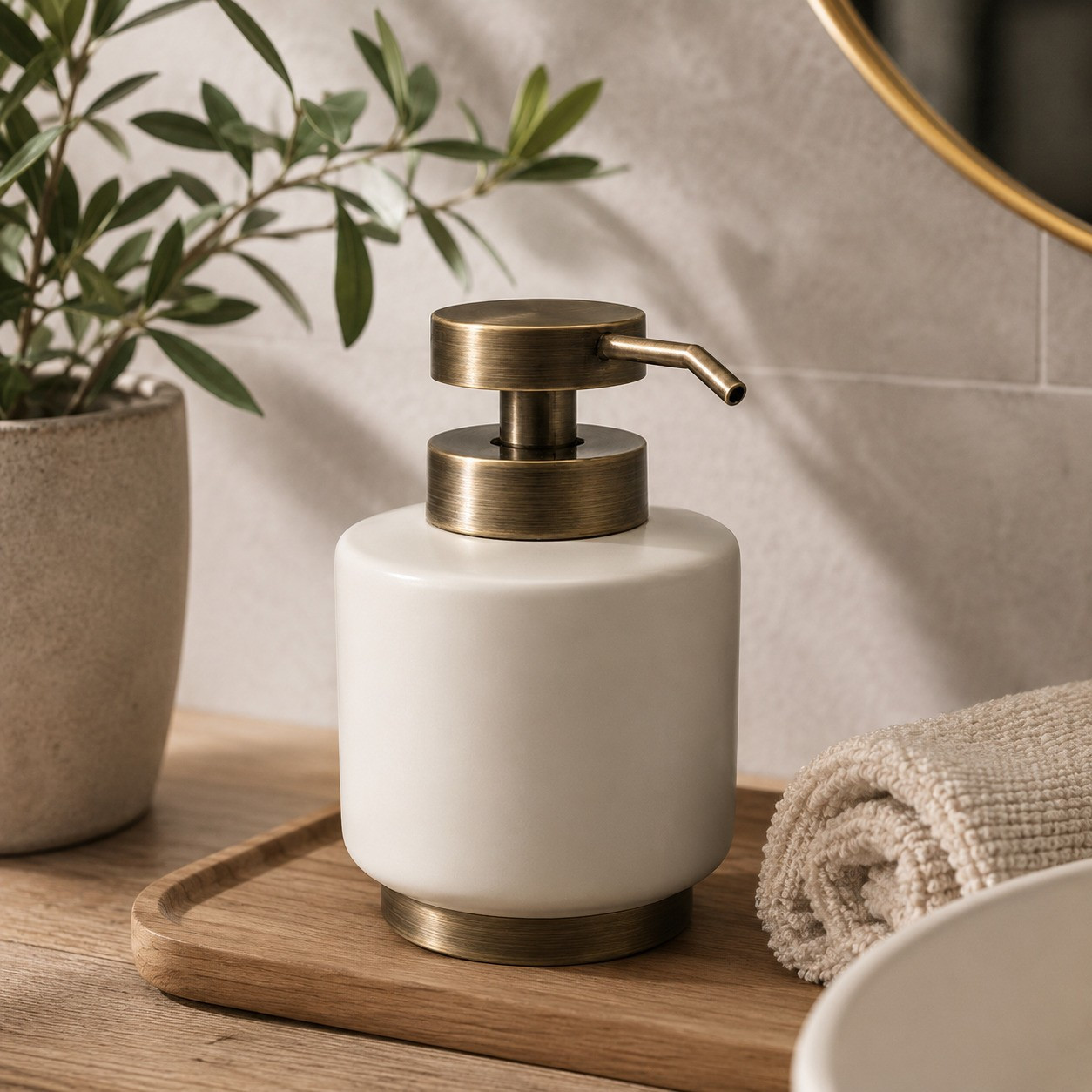 Dispenser Θήκη Για Κρεμοσάπουνο Polyresin Beige Antique