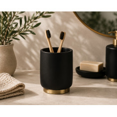 Θήκη Για Οδοντόβουρτσες Poluresin Black Antique Gold