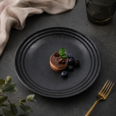 Rinart Porcelain Πιάτο Ρηχό Πορσελάνης Piana Pietra Nero 27cm