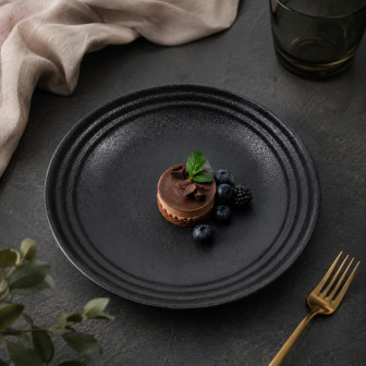 Rinart Porcelain Πιάτο Φρούτου Πορσελάνης Piana Pietra Nero 23cm