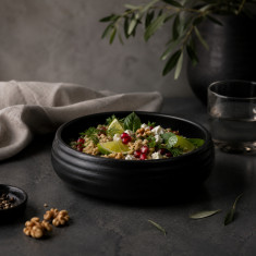 Rinart Porcelain Πιάτο Βαθύ - Μπολ Πορσελάνης Piana Pietra Nero 20cm