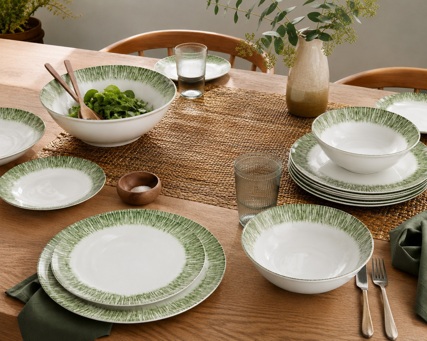 HOME FASHION ACCESSORIES HFA Σερβίτσιο Φαγητού Πορσελάνης Shine Green 20τμχ