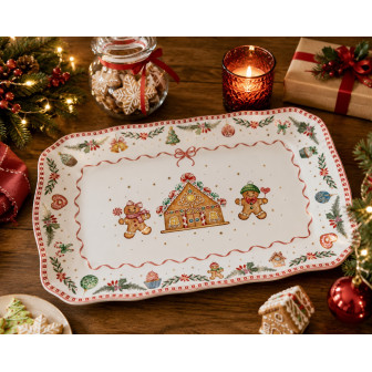R2S Χριστουγεννιάτικη Πιατέλα Sweet Christmas Gingerbread  House 37cm