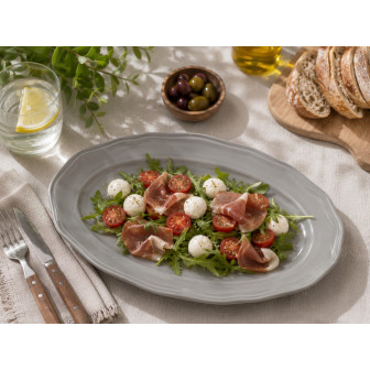Πιατέλα Πορσελάνης Οβαλ Premium Classic Grey 36cm