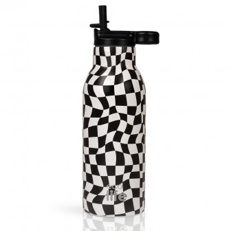 Ecolife Παγούρι Θερμός Black And White Ανοξείδωτο Με Καλαμάκι 550ml