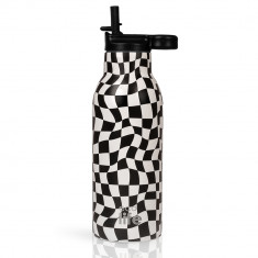 Ecolife Παγούρι Θερμός Black And White Ανοξείδωτο Με Καλαμάκι 550ml