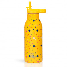 Ecolife Παγούρι Θερμός Yelllow Dots Ανοξείδωτο Με Καλαμάκι 550ml