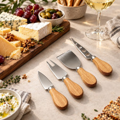HFA Μαχαίρια Τυριού Σετ 4τμχ. Gourmet Με ξύλινη Λαβή Σε Συσκευασία Δώρου