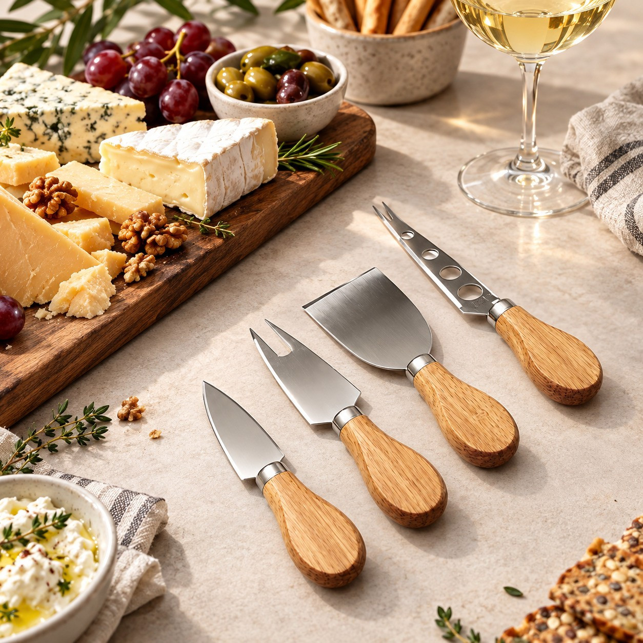HOME FASHION ACCESSORIES - ΣΗΜΑΝΤΙΚΟ: Σε περίπτωση διαφοράς τιμής από το κατάστημα ισχύει παντα και μόνο η τιμή του καταστήματος HFA Μαχαίρια Τυριού Σετ 4τμχ. Gourmet Με ξύλινη Λαβή Σε