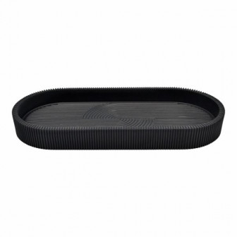 Θήκη Για Σαπούνι Πολυεστερική Με Ρίγες Black Mat 25,6x11,3x3cm