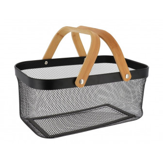 Arti Casa Καλάθι Μεταλλικό Με Bamboo Χέρι Black 39x25x19,5cm
