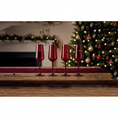 Rakle Glasses  Χριστουγεννιάτικα Ποtήρια Σαμπάνιας Royal Red Σετ 4τμχ, 195ml