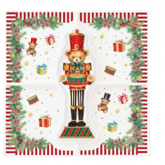 R2S Χριστουγεννιάτικη Πιατέλα Πορσελάνης Christmas Teddy Τετράγωνη 25cm
