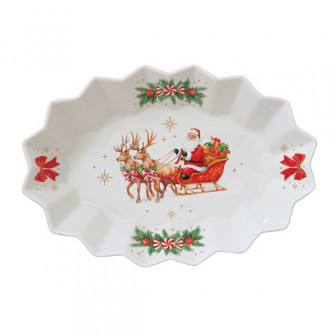 R2S Χριστουγεννιάτικη Πιατέλα  Πορσελάνης Christmas Heritage Οβαλ 25cm