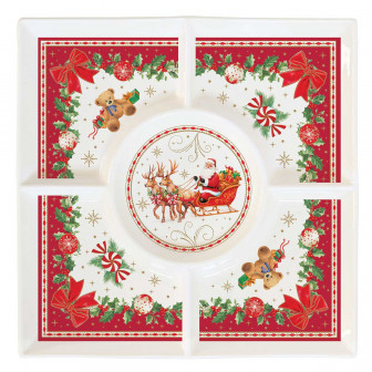 R2S Χριστουγεννιάτικη Πιατέλα Πορσελάνης Christmas Heritage Τετράγωνη 25cm