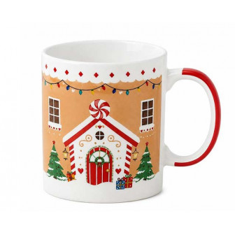 Χριστουγεννιάτικη Κούπα Πορσελάνης Gingerbread House Red 350ml
