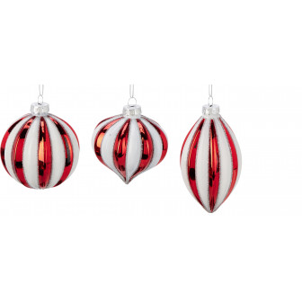 Arti casa Χριστουγεννιάτικη Γυάλινη Μπάλα Red White Stripes 8cm