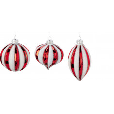 Arti casa Χριστουγεννιάτικη Γυάλινη Μπάλα Red White Stripes 8cm