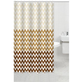 Κουρτίνα Μπάνιου Υφασμάτινη 180x180cm Waves Καφε Κουρτίνα Μπάνιου Υφασμάτινη 180x180cm Waves Καφε